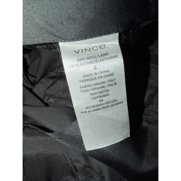 VINCE Tapered Trousers Dress Pants Wool Black Size 4 Mid Rise - Picture 6 of 7